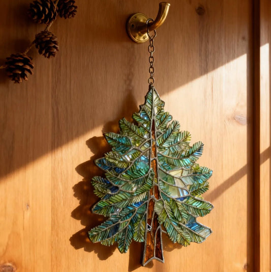 MMKeys Handcrafted Stained Glass Redwood Tree Wall Art – Home & Office Decor