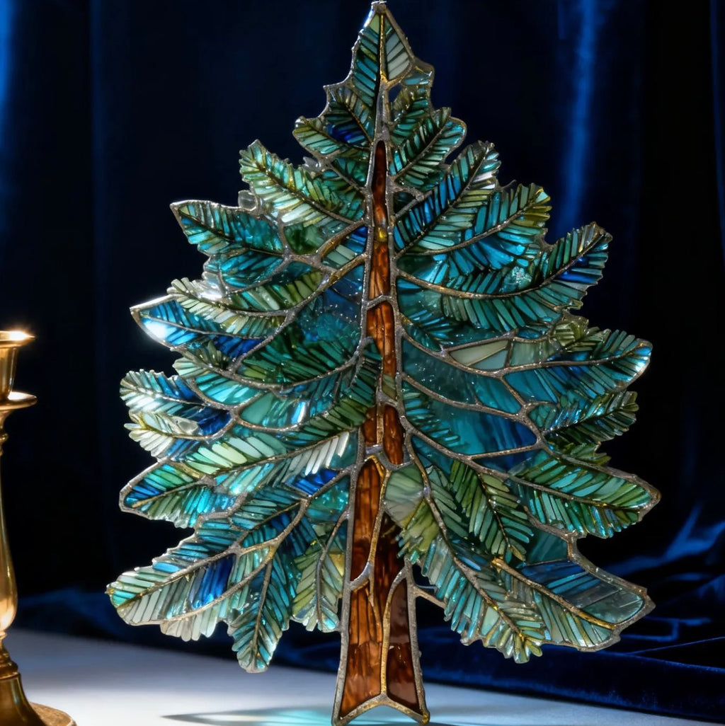 Handcrafted Redwood Tree Stained Glass Art