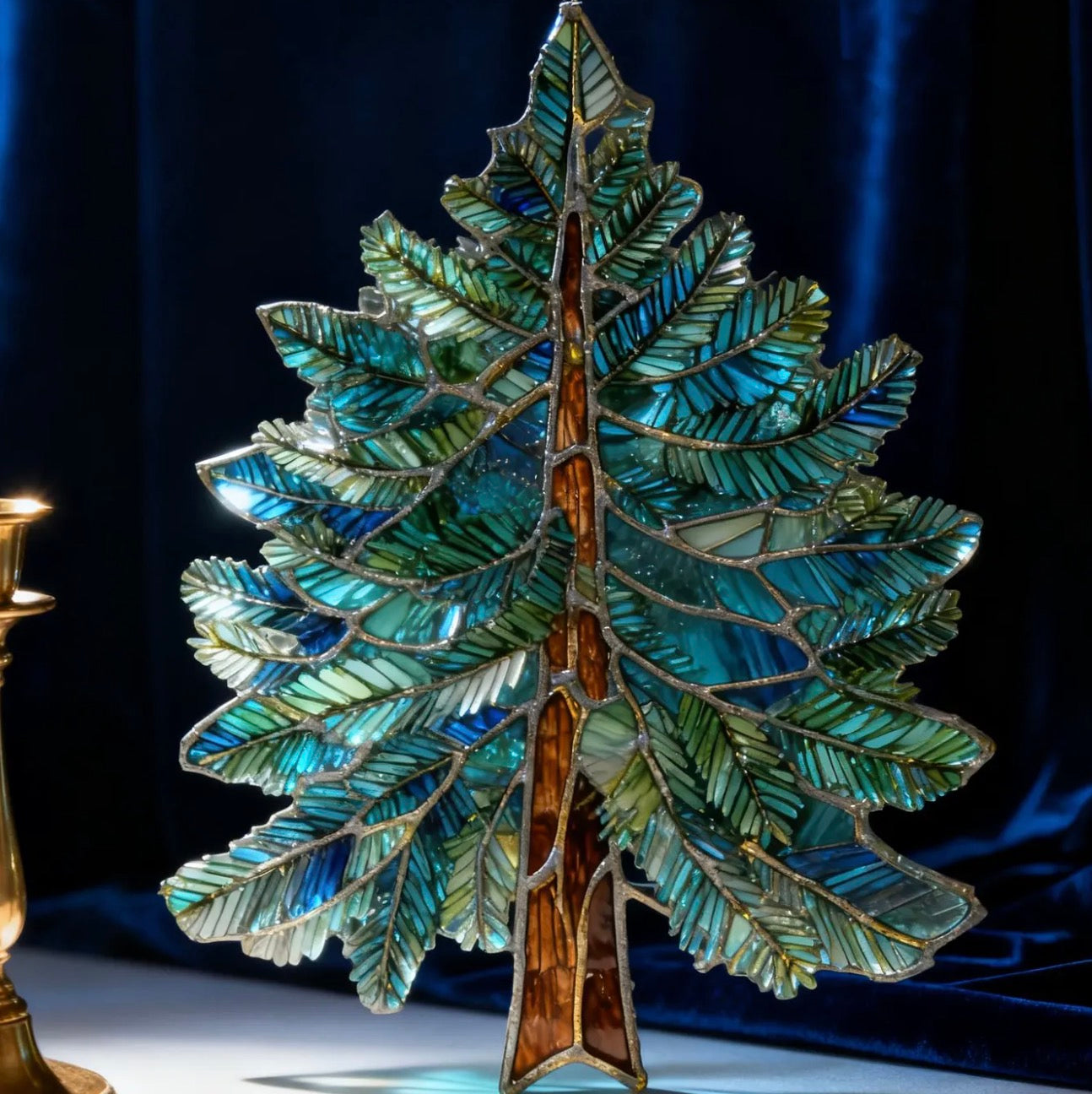 Handcrafted Redwood Tree Stained Glass Art