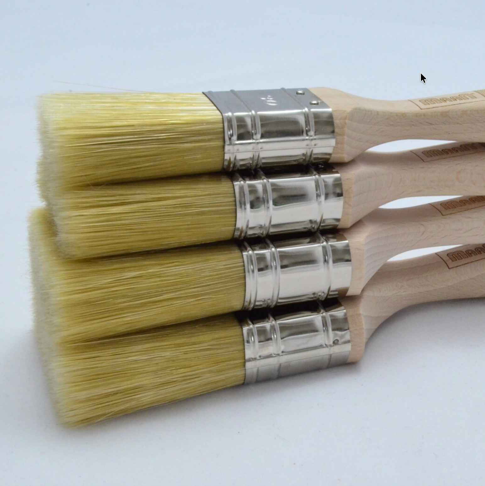 Synthetic Bristle Paint Brush Set (4 Pieces) – Polished Wooden Handles for Water-Based