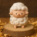 Wooden Sheep Figurine – Rustic Mini Animal Desk Decor