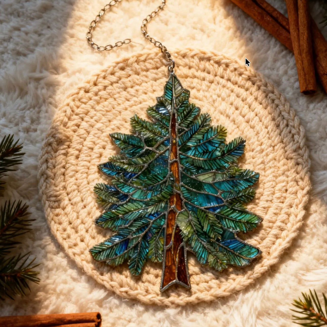 Handcrafted Redwood Tree Stained Glass Art