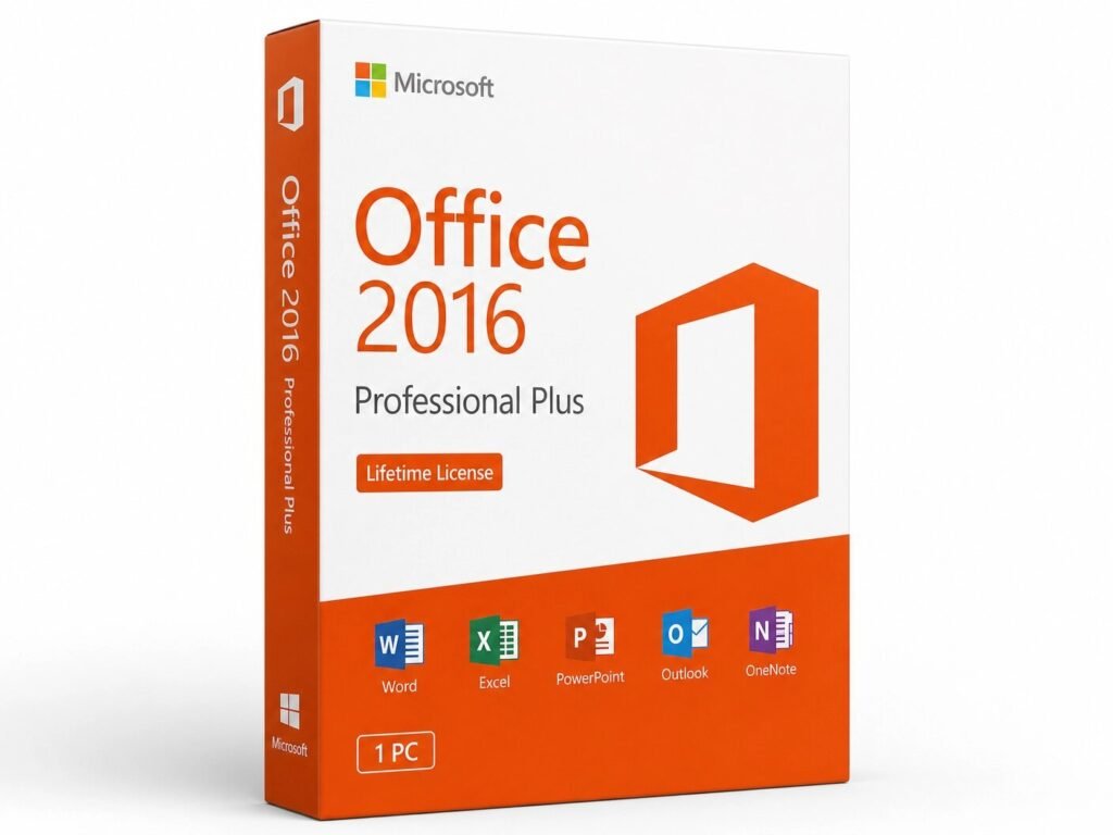 Microsoft Office 2016 Professional Plus lifetime license for 1 PC - classic edition includes Word, Excel, PowerPoint, Outlook, Publisher, Access, OneNote