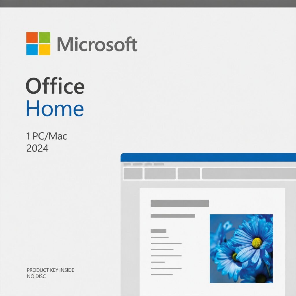 Microsoft Office Home 2024 for 1 PC or Mac – Genuine productivity suite including Word, Excel, and PowerPoint. Lifetime license, one-time purchase, no subscription. Product key inside, no disc. USA and Canada.