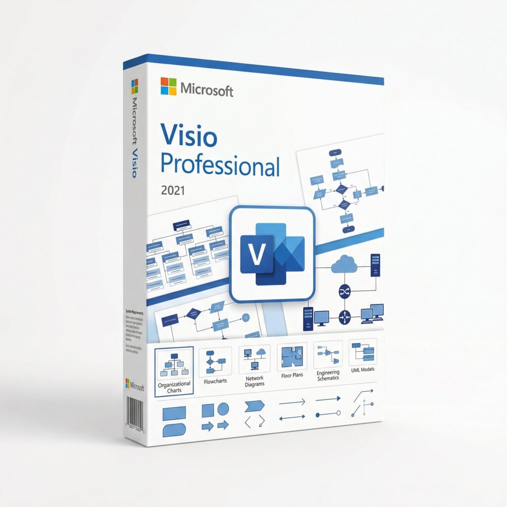 Microsoft Visio 2021 Professional lifetime license for 1 PC - create flowcharts, network diagrams, floor plans, organizational charts, and UML diagrams