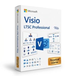 Microsoft Visio LTSC 2024 Professional perpetual license - create flowcharts, network diagrams, floor plans, org charts with data linking and real-time collaboration