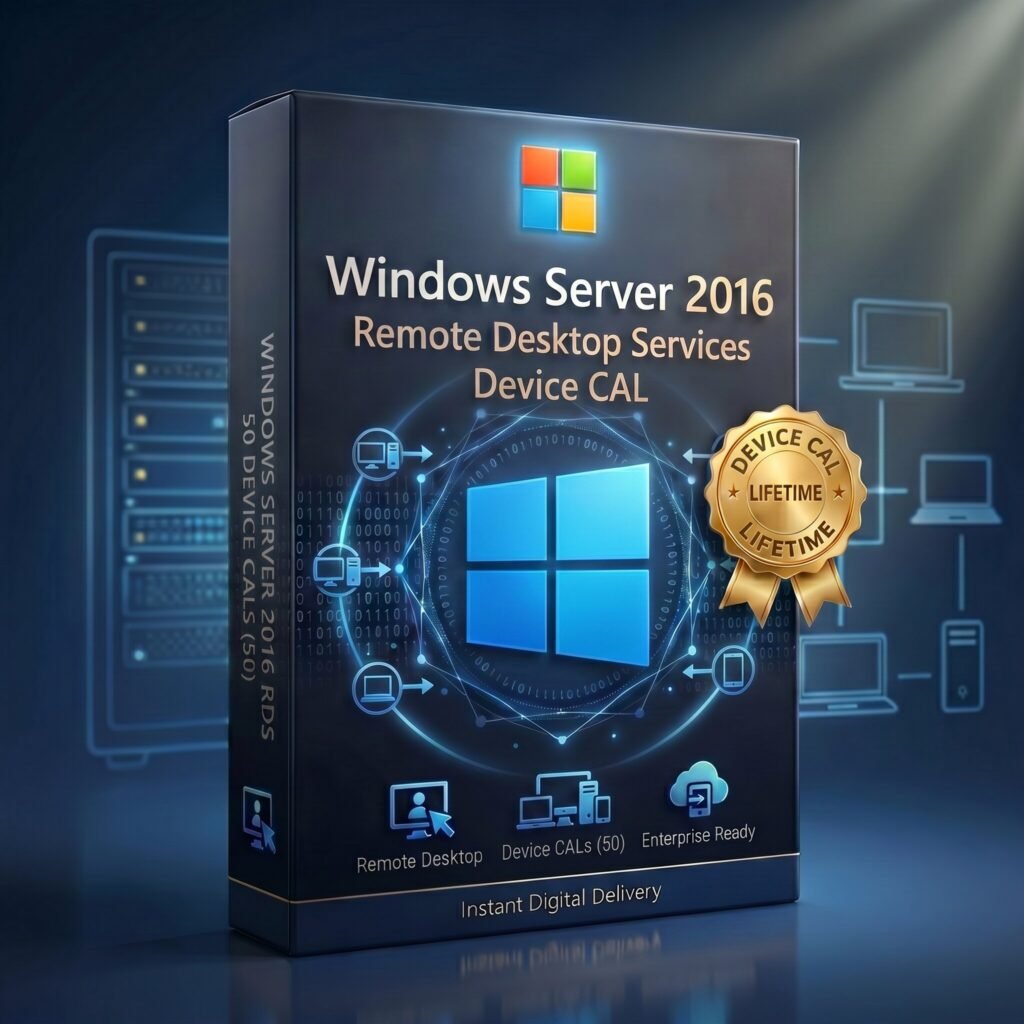 Windows Server 2016 RDS Device CAL - per-device license for Remote Desktop Services access, ideal for shift workers sharing computers, works in workgroup or domain, 90-day temporary CALs