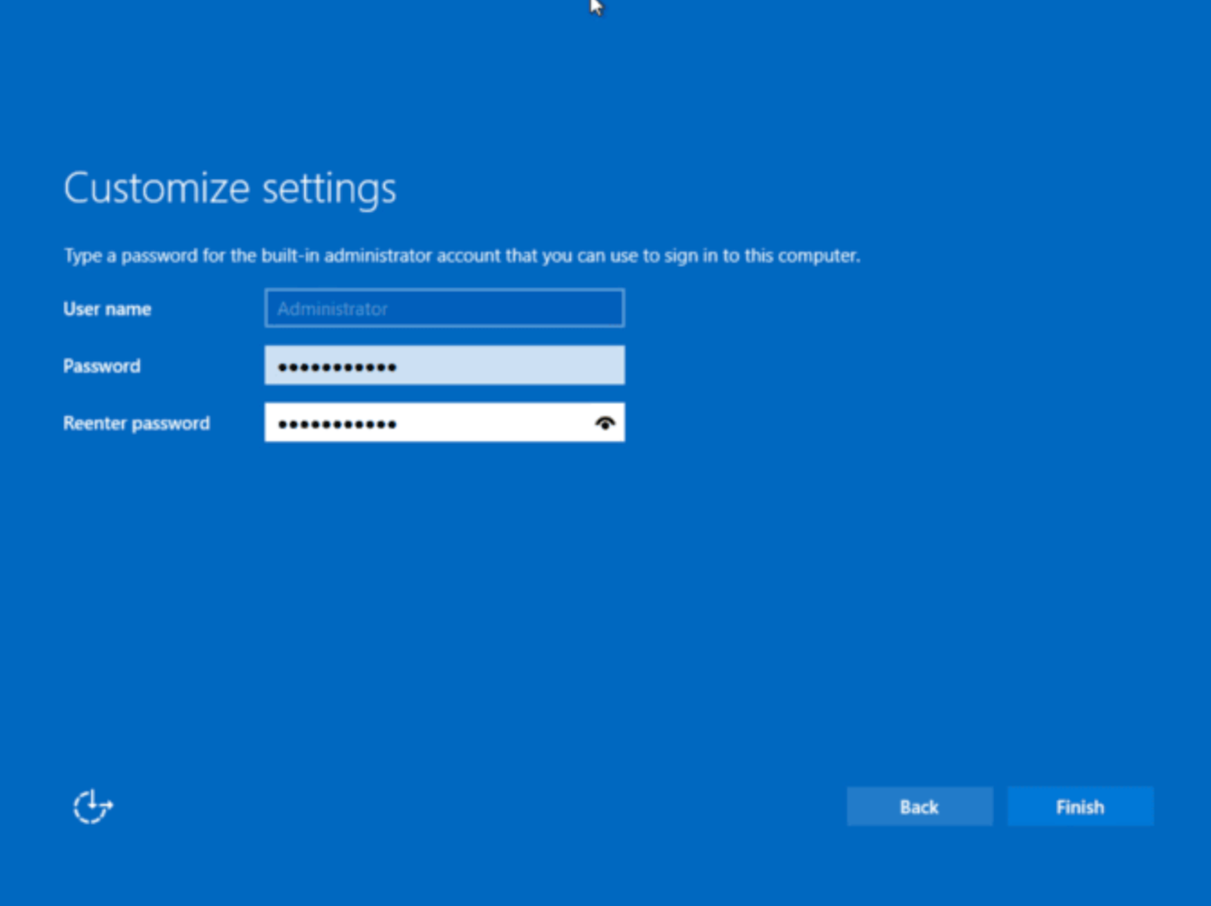 Set the Administrator password for Windows Server 2025