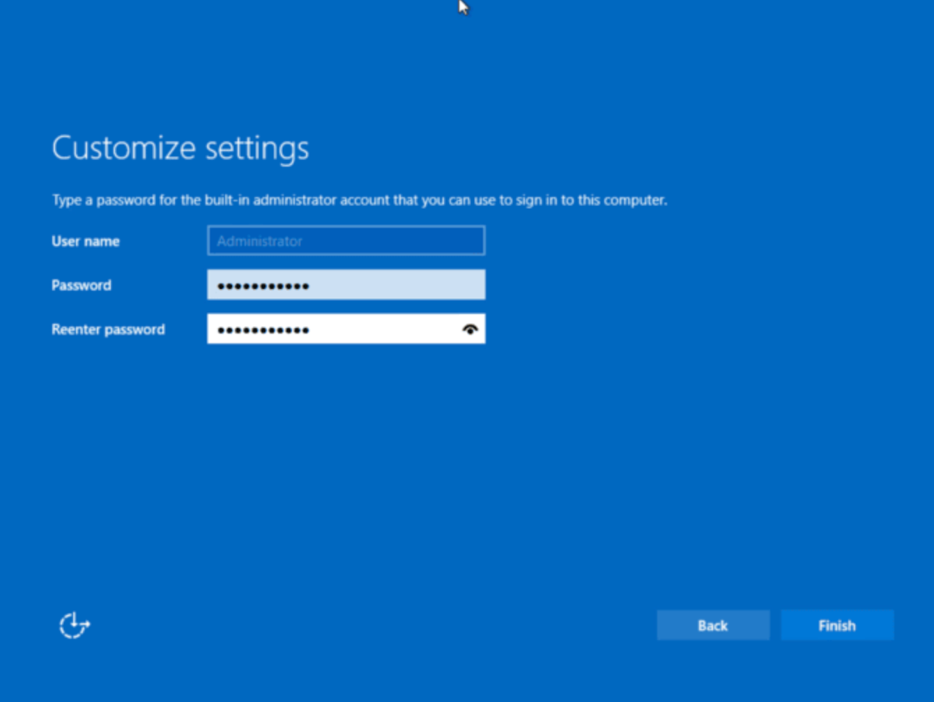Set Administrator password for Windows Server 2025 Standard