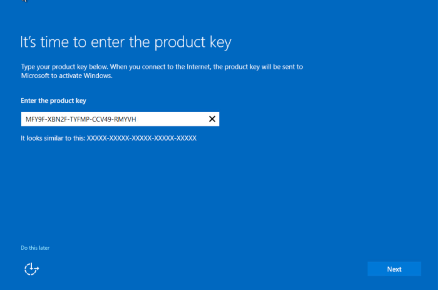 Enter Windows Server 2025 Standard product key in Settings Activation