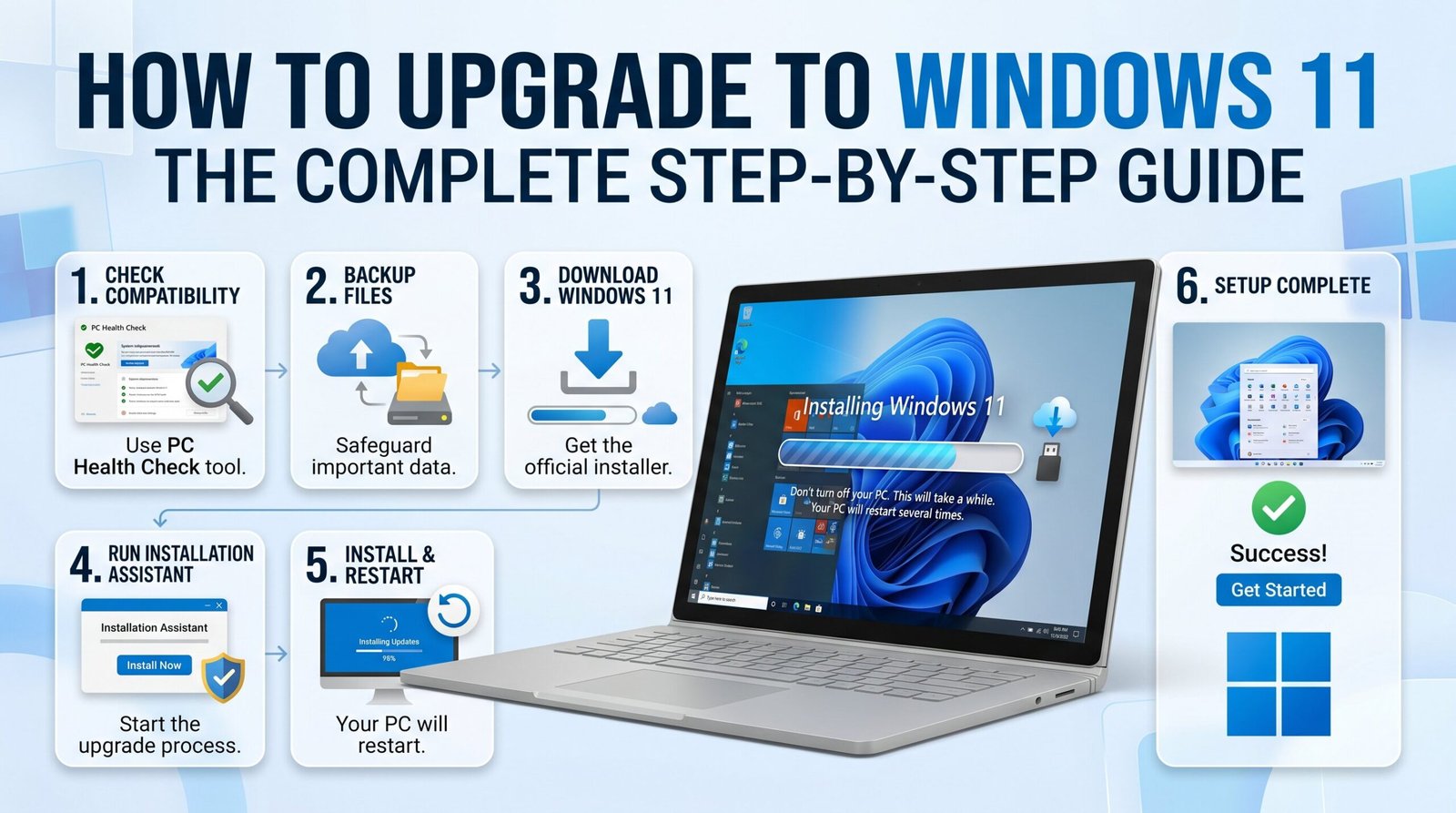 How to upgrade to Windows 11 - complete step-by-step guide with compatibility check, backup, and installation instructions