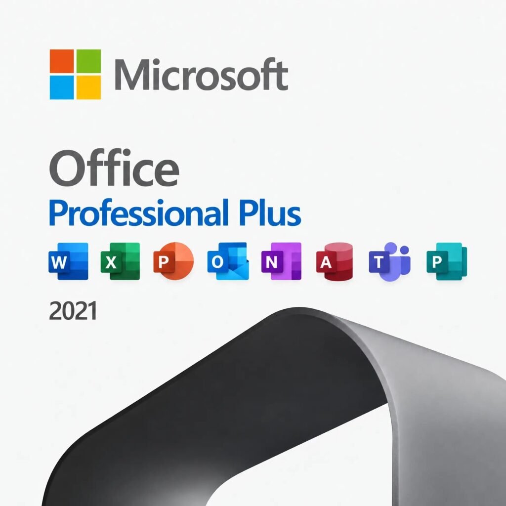 Microsoft Office 2021 Professional Plus Lifetime License for Windows PC – includes Word, Excel, PowerPoint, Outlook, OneNote, Access, Publisher, and Teams. Valid for 1 PC, one-time purchase, no subscription.
