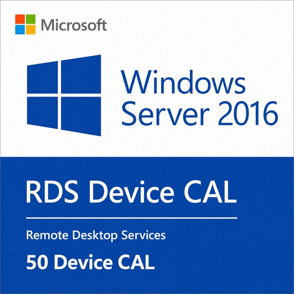 Microsoft Windows Server 2016 Remote Desktop Services 50 Device CALs – Genuine RDS Device CAL license for secure remote access, shared workstations, and shift workers in the USA and Canada.