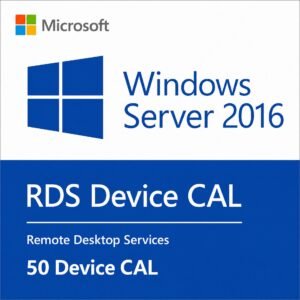 Microsoft Windows Server 2016 Remote Desktop Services 50 Device CALs – Genuine RDS Device CAL license for secure remote access, shared workstations, and shift workers in the USA and Canada.