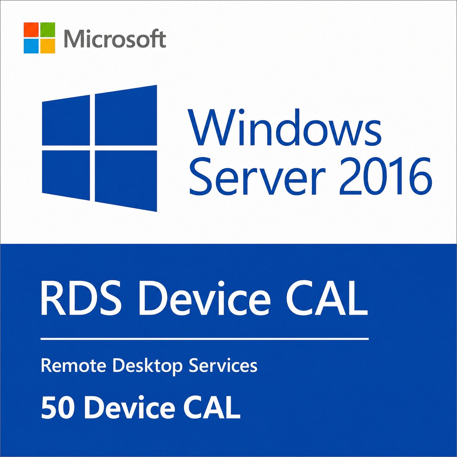 Buy Windows Server 2016 Remote Desktop Services – 50 Device CALs Microsoft Windows Server 2016 Remote Desktop Services 50 Device CALs – Genuine RDS Device CAL license for secure remote access, shared workstations, and shift workers in the USA and Canada.