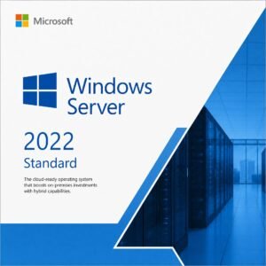 Microsoft Windows Server 2022 Standard License – The cloud-ready operating system that boosts on-premises investments with hybrid capabilities. Genuine server software for small to medium businesses and light virtualization (2 OSEs). USA and Canada.