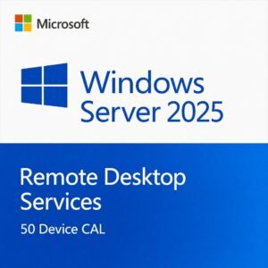 Microsoft Windows Server 2025 Remote Desktop Services 50 Device CALs – Genuine RDS CAL license for secure remote access, shared workstations, and shift workers in the USA and Canada.