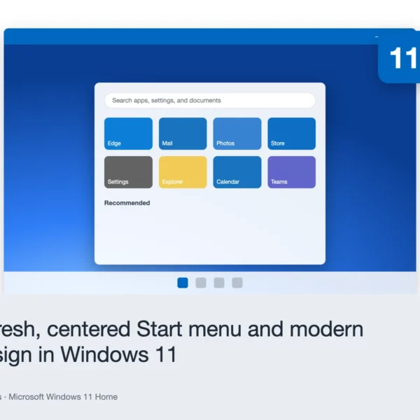 Microsoft Windows 11 Home – A fresh, centered Start menu and modern design in Windows 11