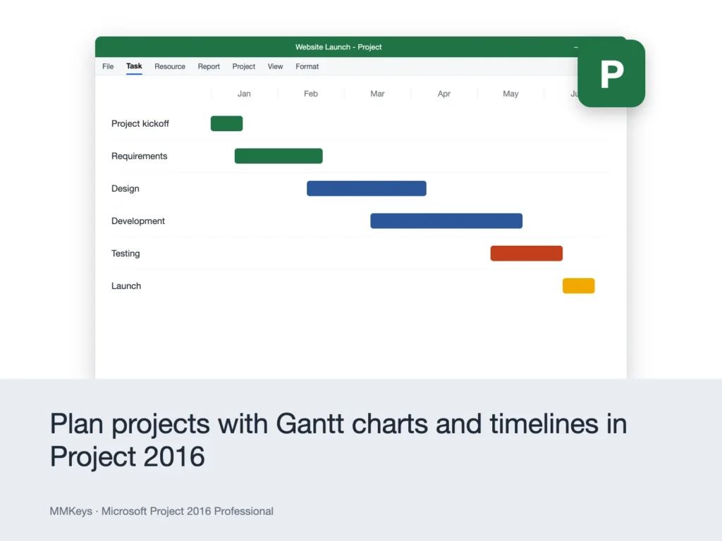 Microsoft Project 2016 Professional – Plan projects with Gantt charts and timelines in Project 2016